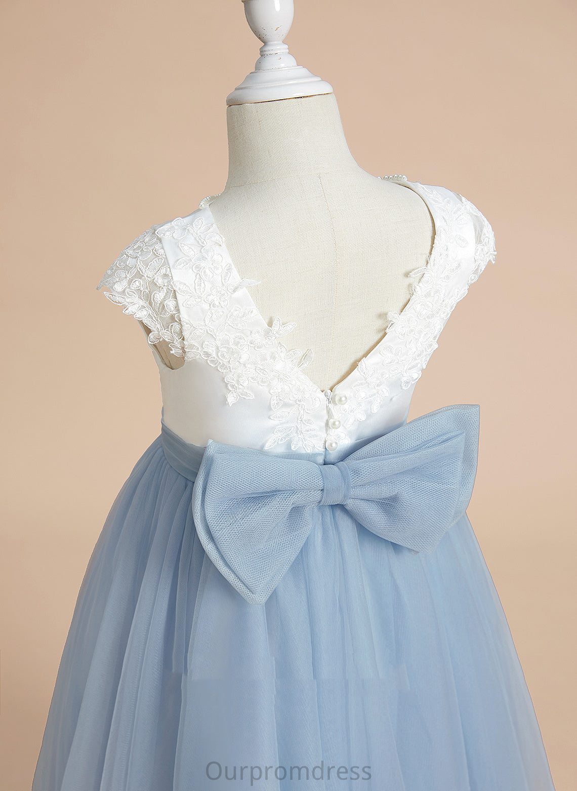 Girl - Satin/Tulle Lace/Bow(s) Sleeveless Una Dress Flower With Scoop A-Line Flower Girl Dresses Tea-length Neck