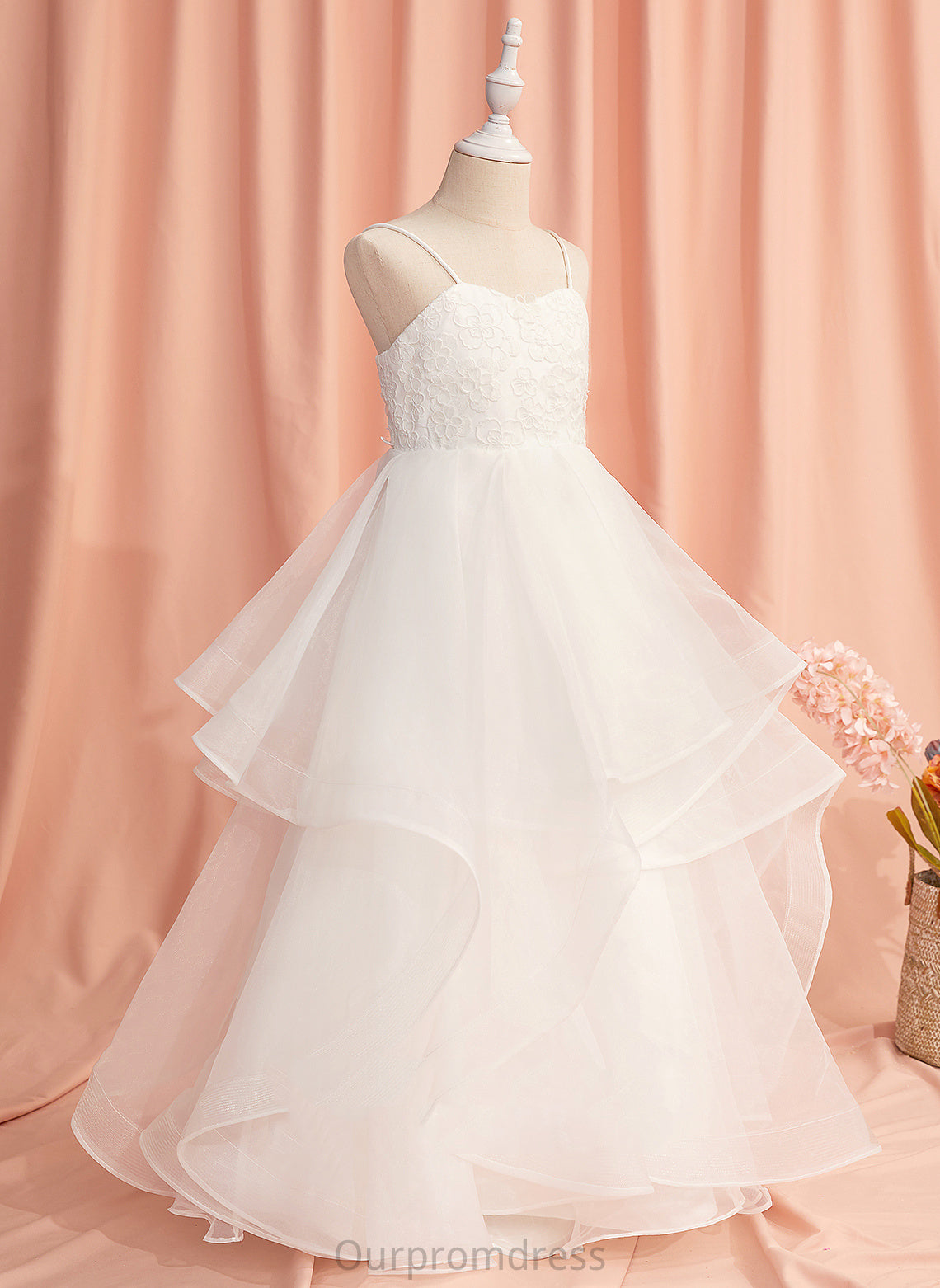 Sweetheart/Straps Flower Flower Girl Dresses Dress Lace/Flower(s) Girl Patricia Floor-length Tulle Ball-Gown/Princess - With Sleeveless