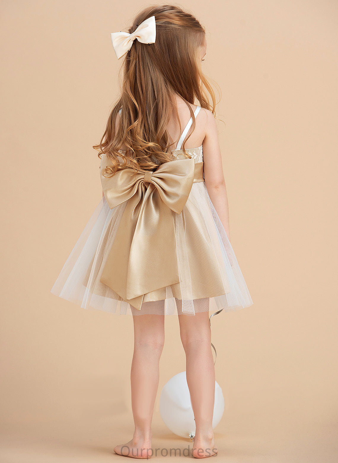 With Flower Sleeveless Girl - Dress A-Line/Princess (Undetachable Straps Flower Girl Dresses Knee-length sash) Isis Sash/Bow(s) Tulle/Lace