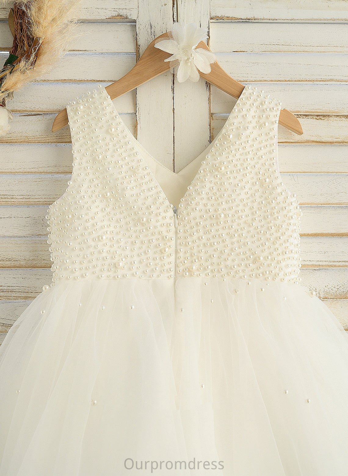 Beading Flower Girl Dresses Flower Knee-length Satin/Tulle Sleeveless - Dress Cassidy Girl A-Line With V-neck