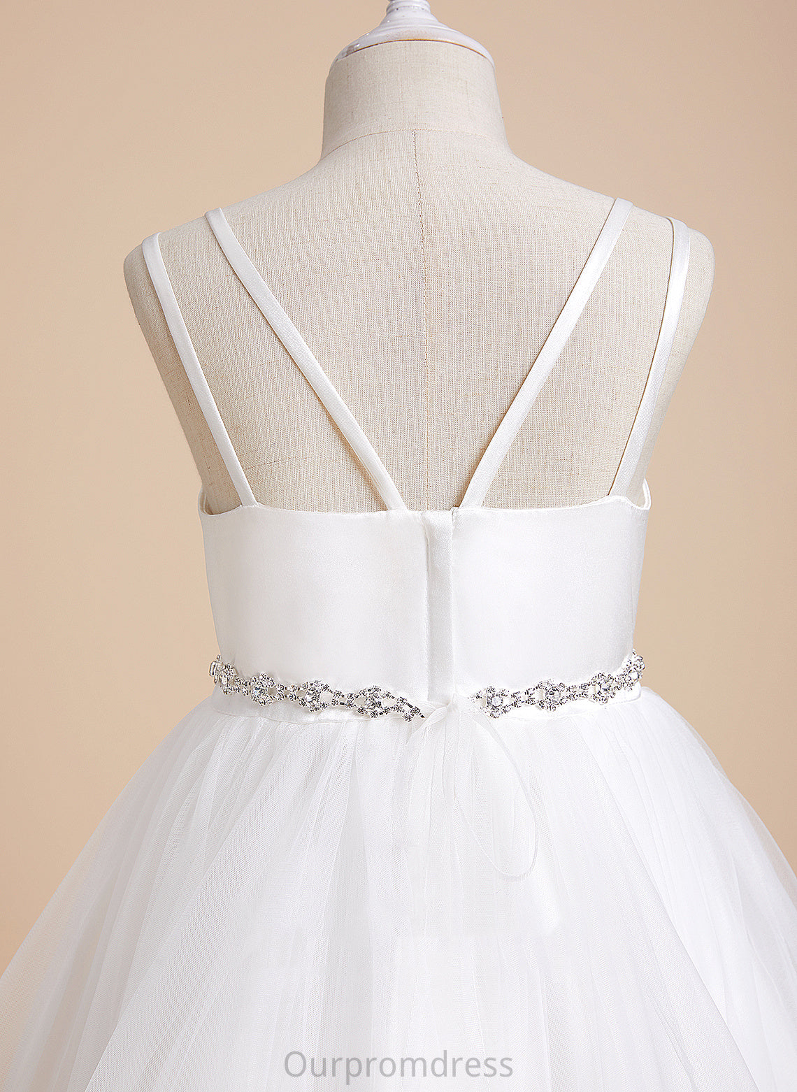 Allison Flower Girl Dresses Satin/Tulle - Dress A-Line Sleeveless Tea-length Straps With Girl Beading Flower