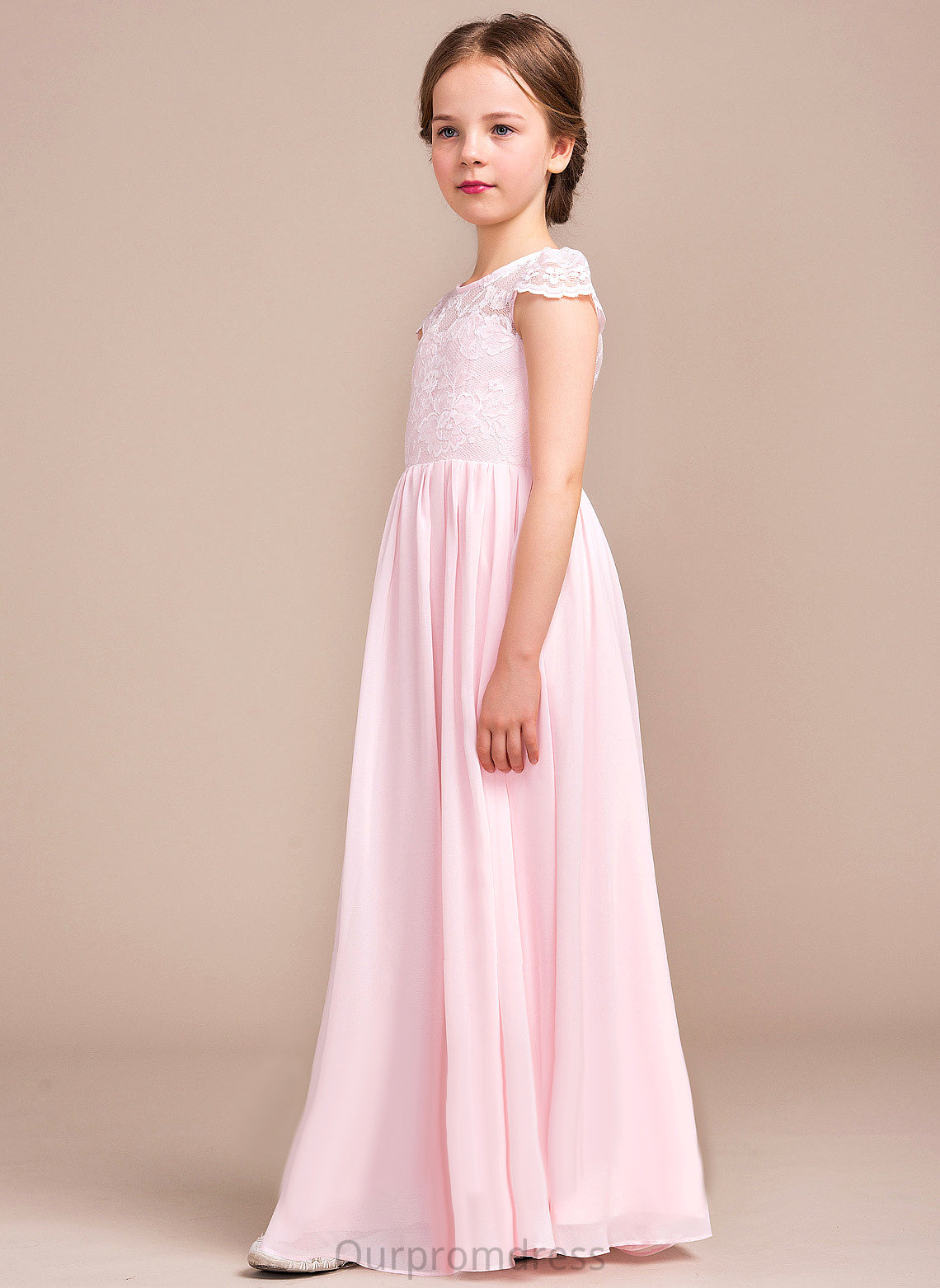 Jolie - Chiffon/Lace Dress Floor-length Flower Girl Dresses Flower Neck Girl A-Line/Princess Sleeveless Scoop