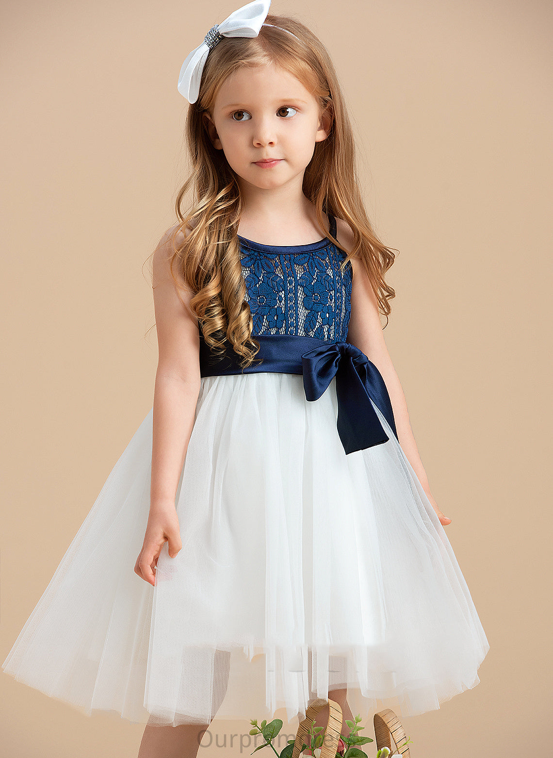 Maritza Neck Scoop Flower Girl Flower Girl Dresses Knee-length A-Line Tulle/Lace - Dress Sleeveless