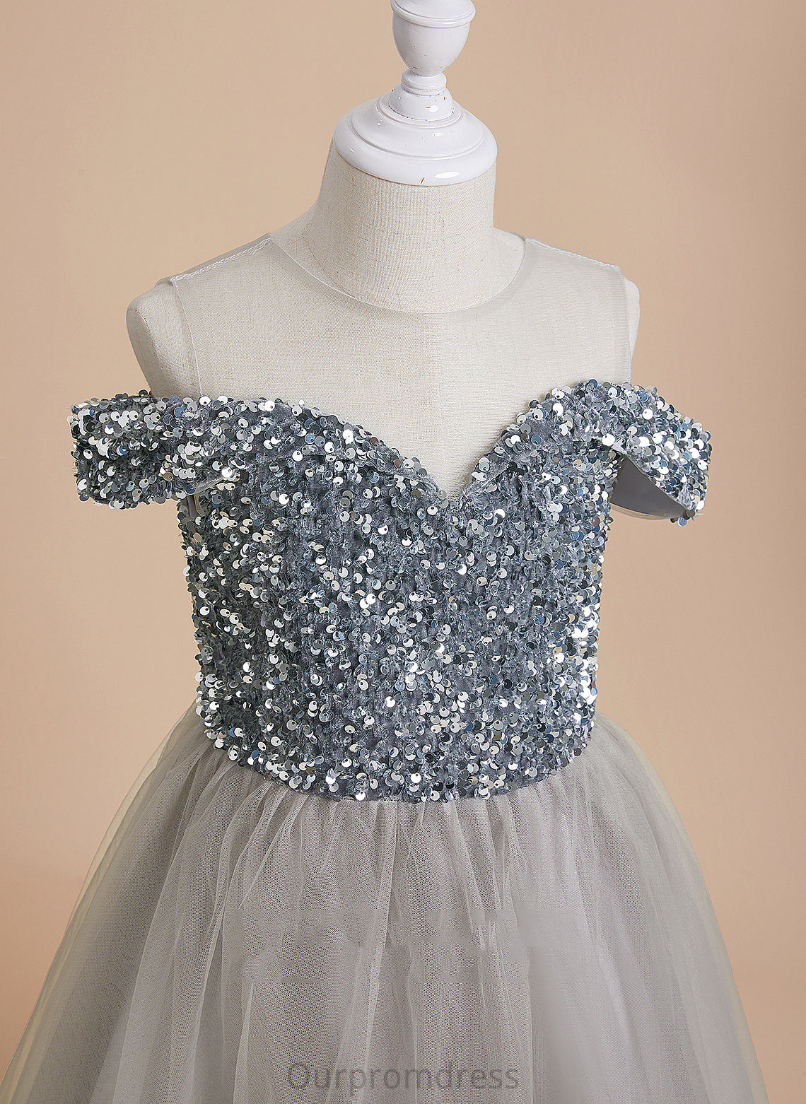 Madyson Dress Scoop A-Line Flower Girl Dresses Girl Sleeveless Floor-length Flower Neck - Tulle/Sequined