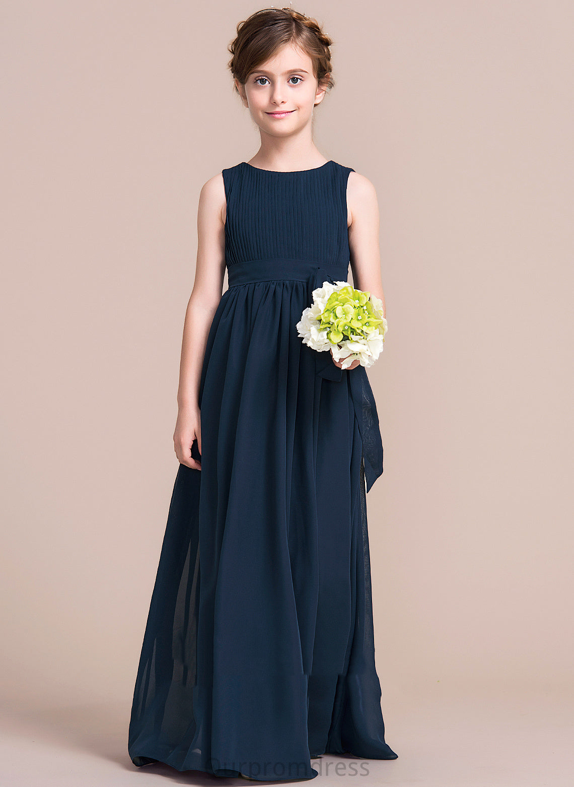 Dress Sleeveless Neck Flower Girl Dresses Flower Floor-length With Girl Scoop - Bow(s) Khloe Chiffon Empire