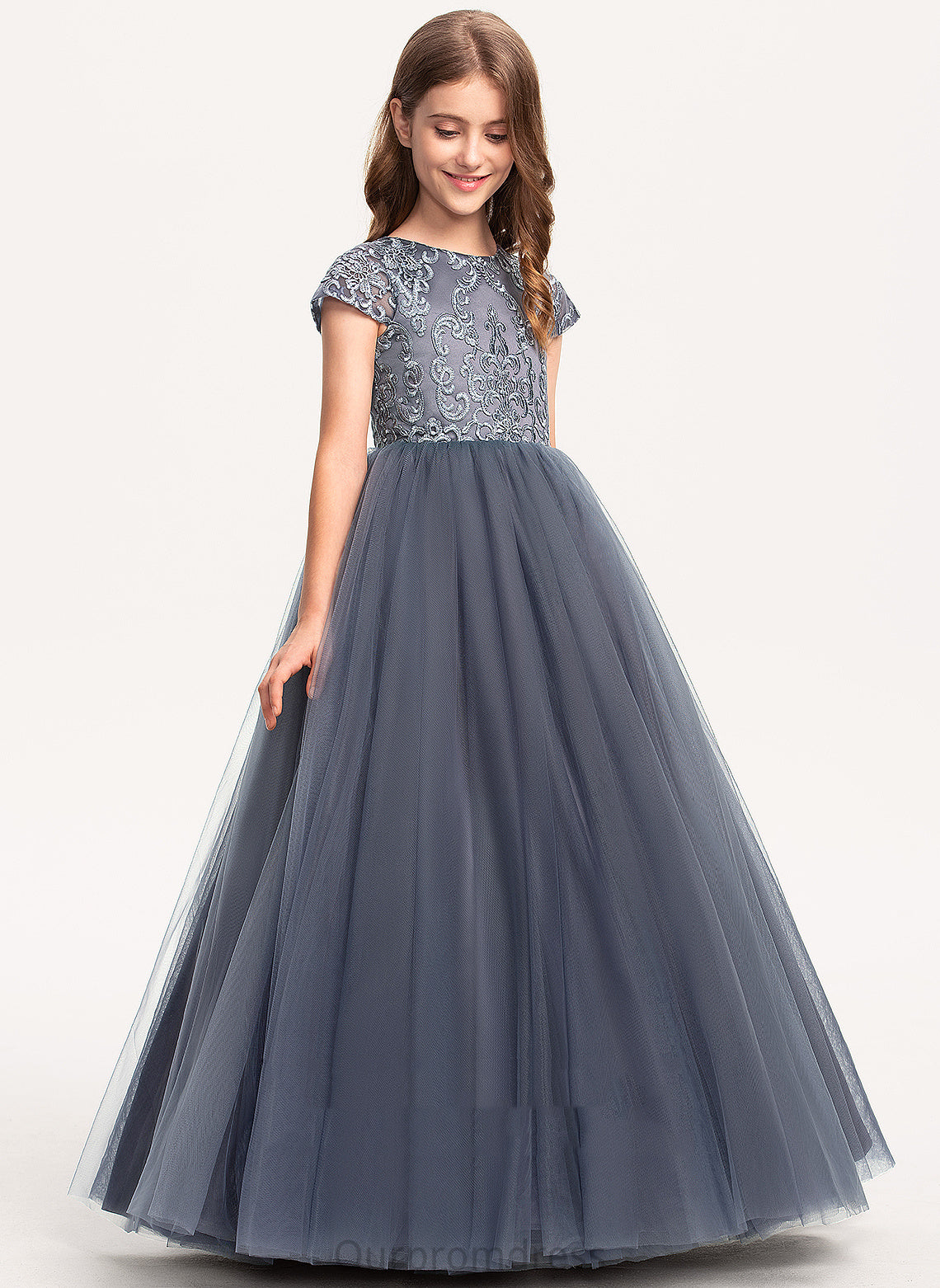 Short Girl - Tulle Ball-Gown/Princess Flower Scoop Lesley Floor-length Neck Dress Flower Girl Dresses Sleeves