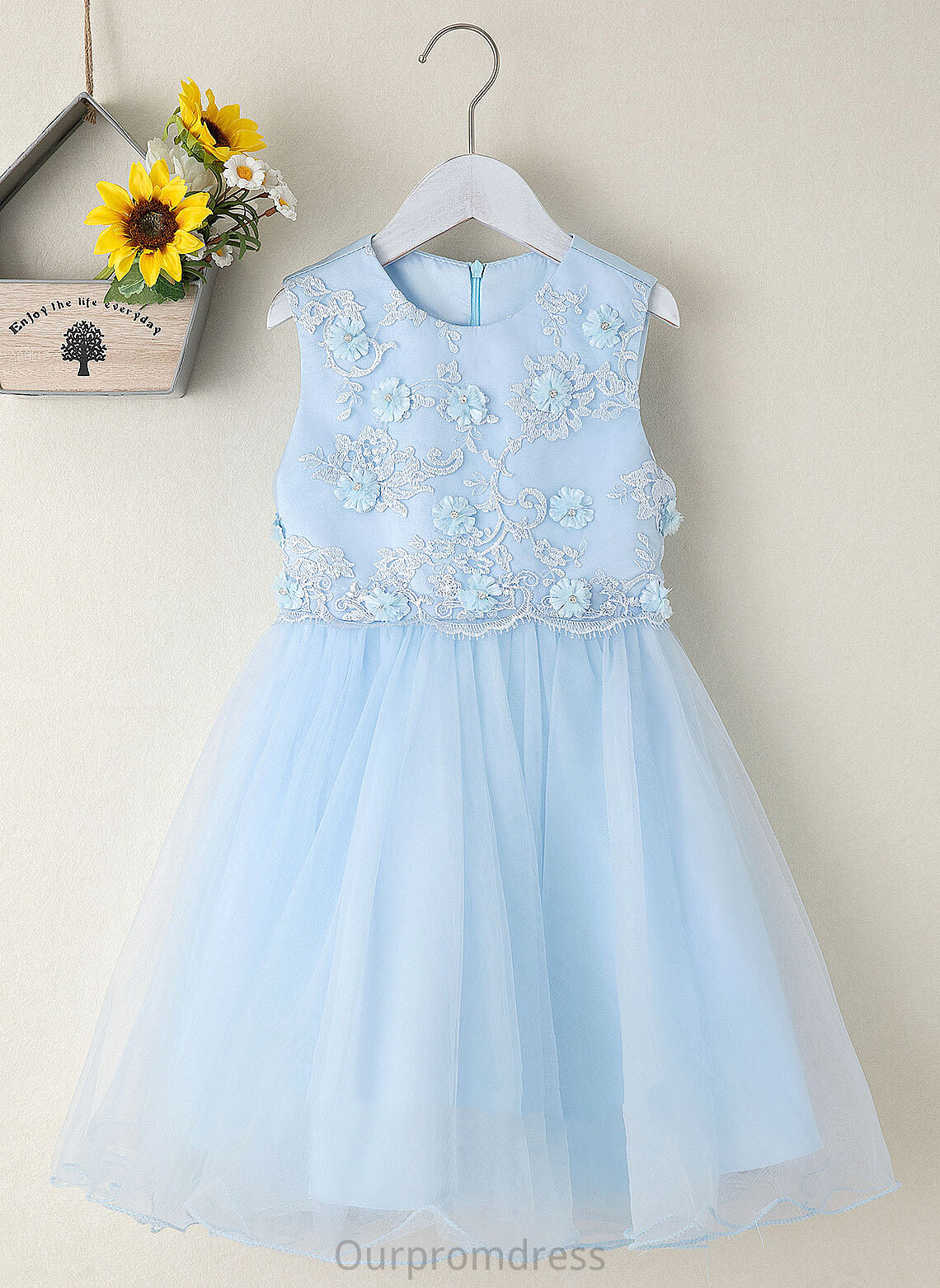 Flower(s) Girl Flower Flower Girl Dresses Neck Knee-length A-Line With Paola Dress Scoop Sleeveless Tulle/Lace -