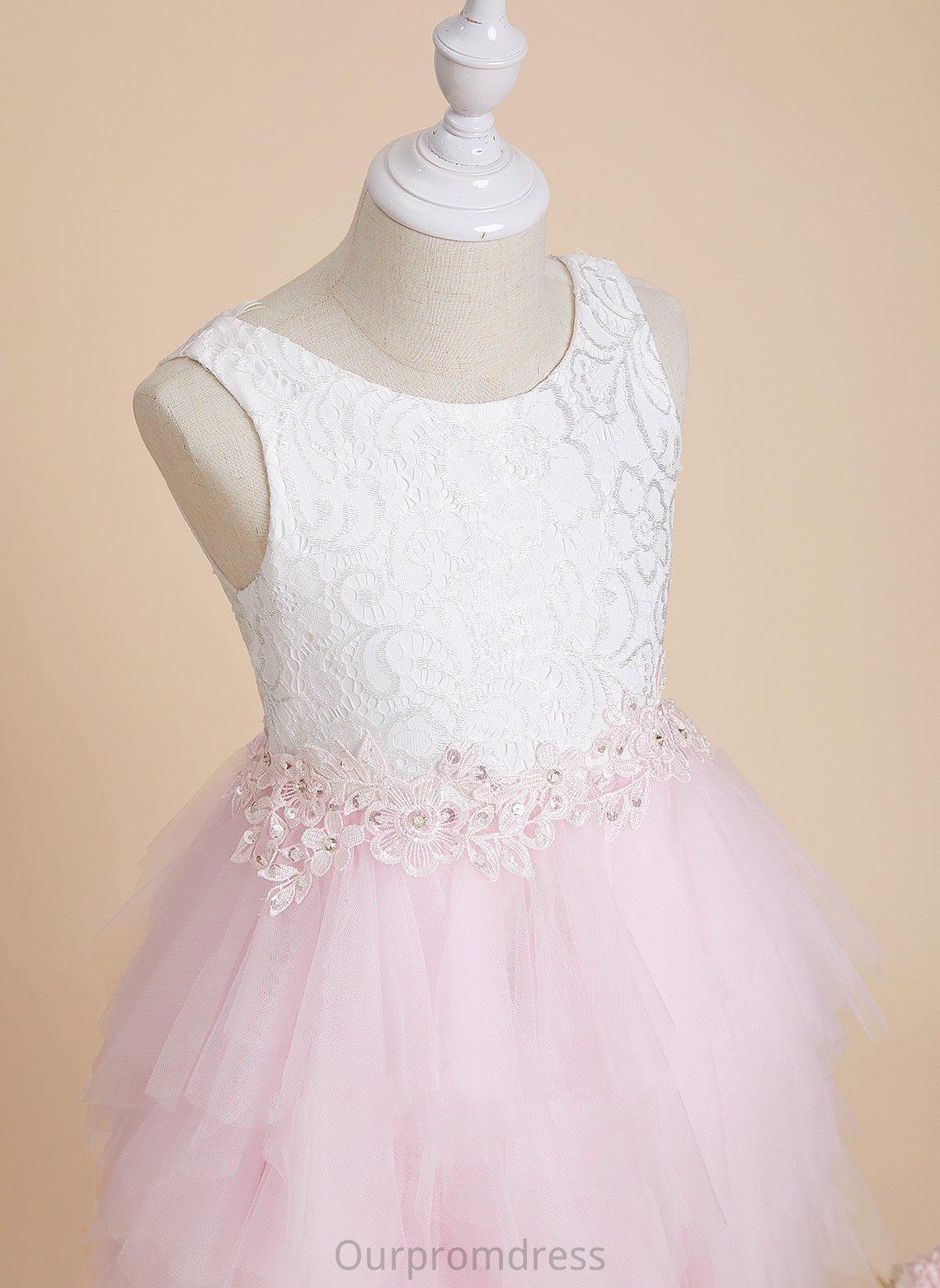 Sleeveless - Flower Flower Girl Dresses Dress Scoop Girl With Tulle/Lace Carla Knee-length Ball-Gown/Princess Back Neck Lace/Beading/Sequins/V