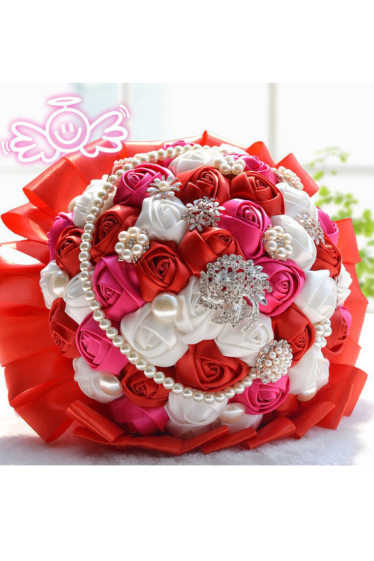 Elegant Round Satin Bridal Bouquets