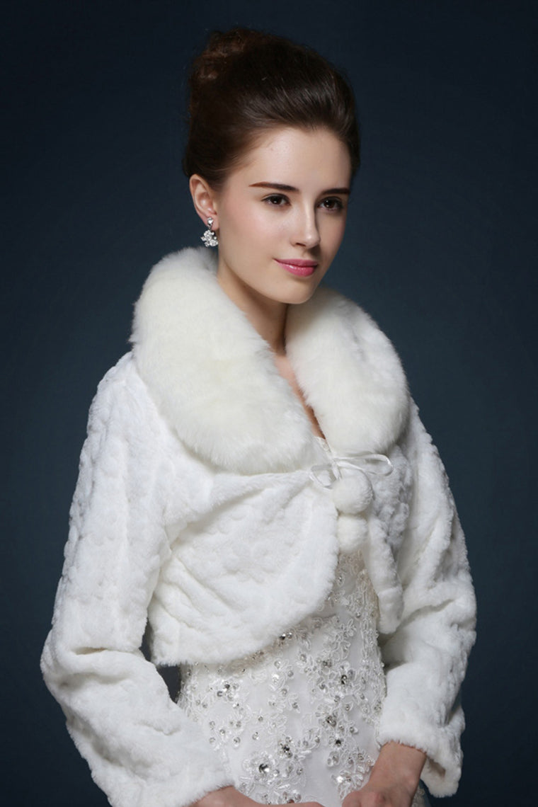 Wedding Lace / Faux Fur Capelets Long Sleeves Fur Wraps