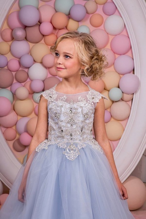 2024 A Line Scoop Flower Girl Dresses Tulle With Applique PFLFBFKA