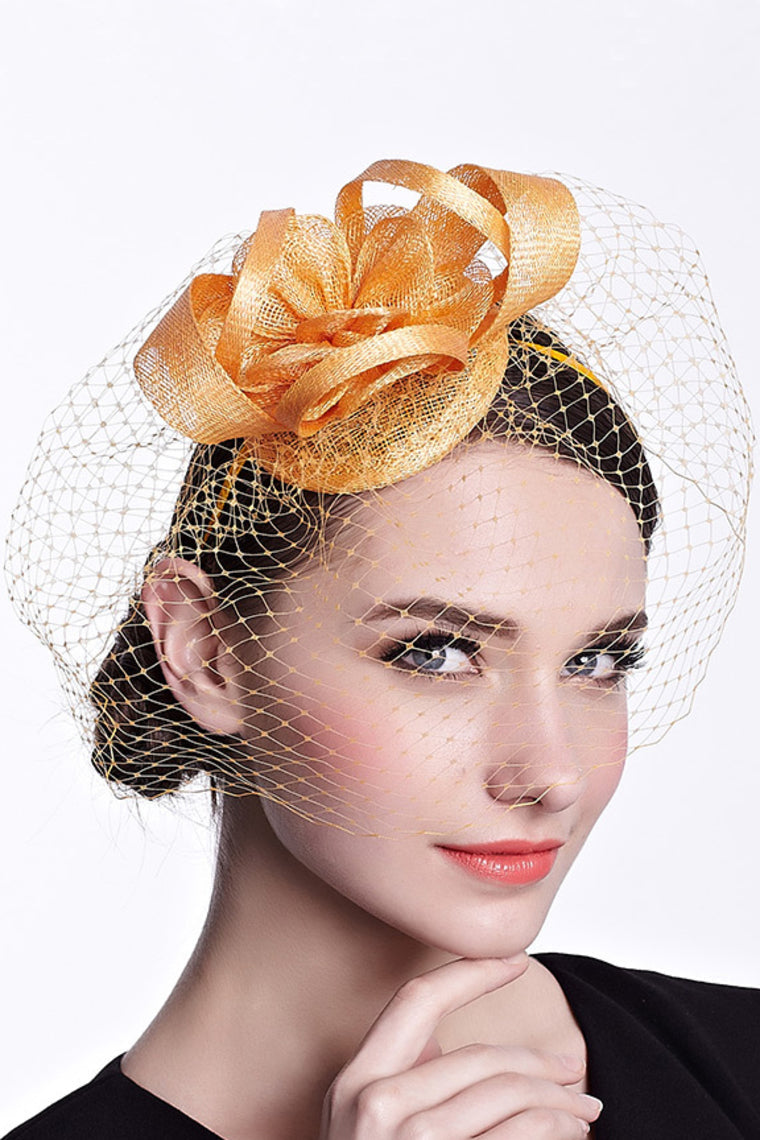 Ladies' Fashion Cambric/Net Yarn With Flower Fascinators