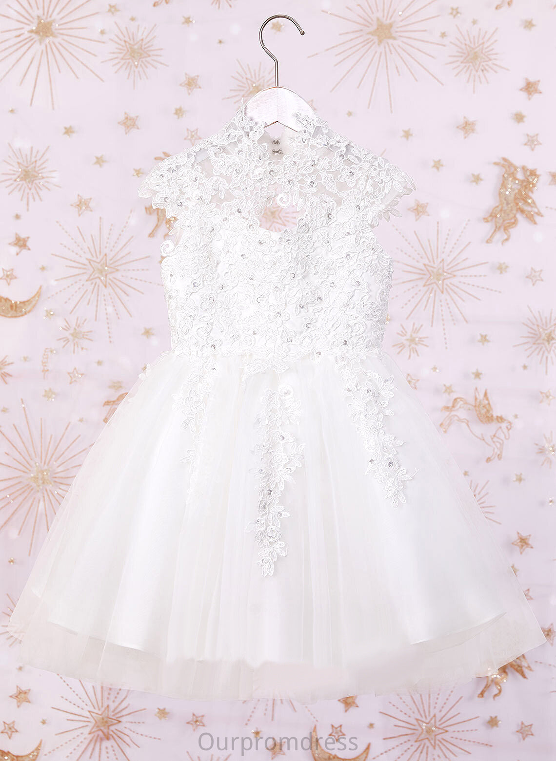 Knee-length With High Flower Tulle/Lace Flower Girl Dresses A-Line Girl Polly Beading/Sequins/Back Neck Hole Sleeveless - Dress