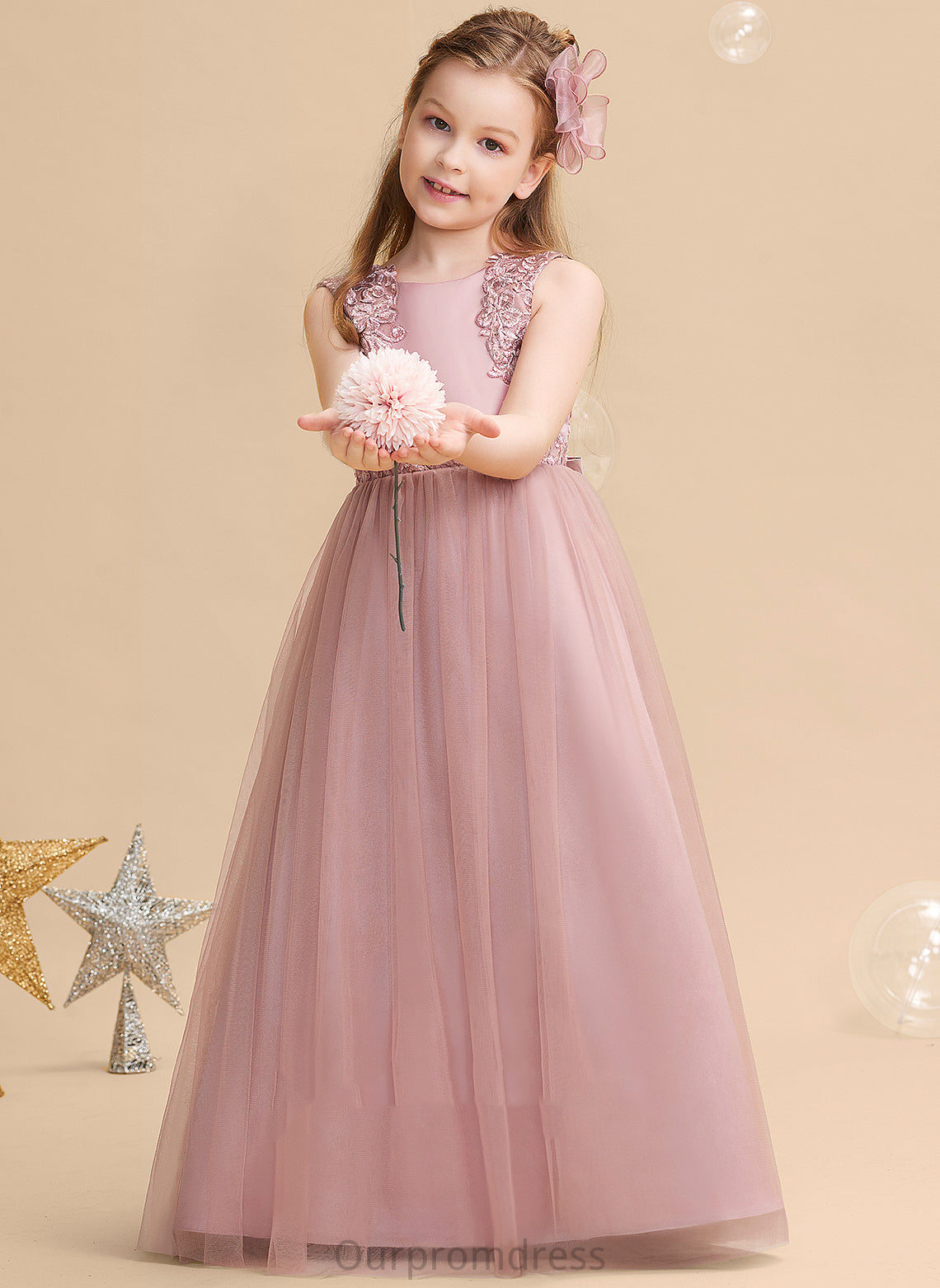 - With Beading/Sequins Flower Girl Dresses Flower Sleeveless Neck Georgia Floor-length Girl Satin/Tulle/Lace Dress Scoop Ball-Gown/Princess