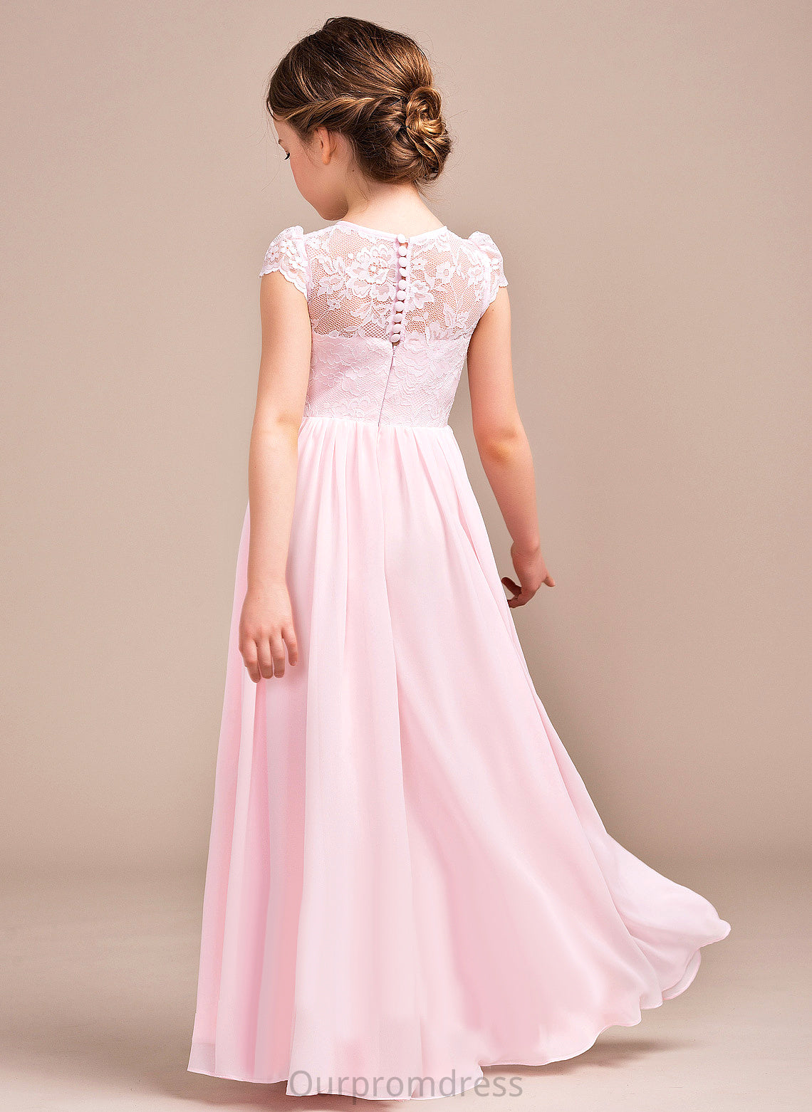 Jolie - Chiffon/Lace Dress Floor-length Flower Girl Dresses Flower Neck Girl A-Line/Princess Sleeveless Scoop