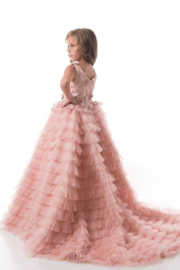 2024 Scoop Flower Girl Dresses A Line Tulle With Handmade P3J4LSAH