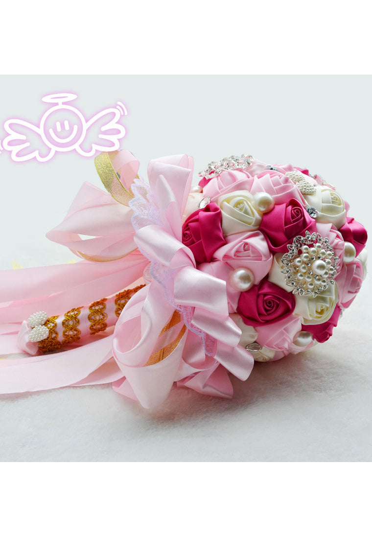 Lovely Round Satin/Ribbon Bridal Bouquets