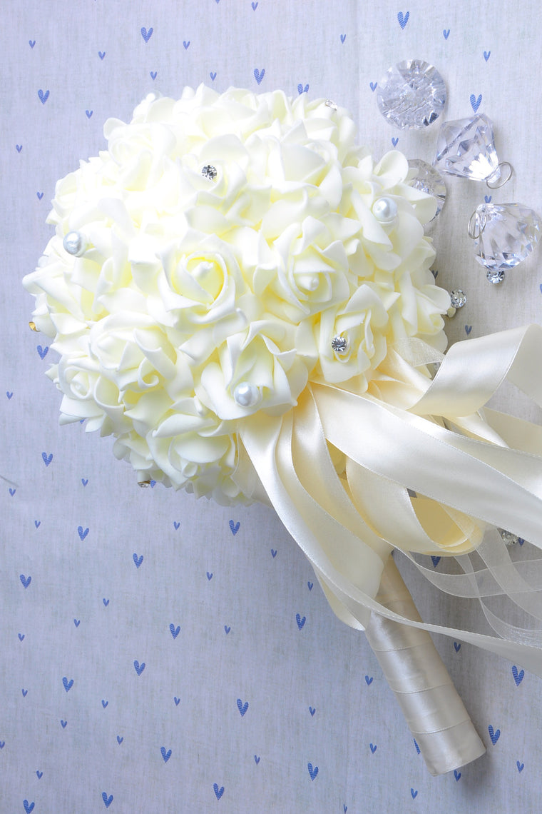 Simple Round Foam/Ribbon Bridal Bouquets