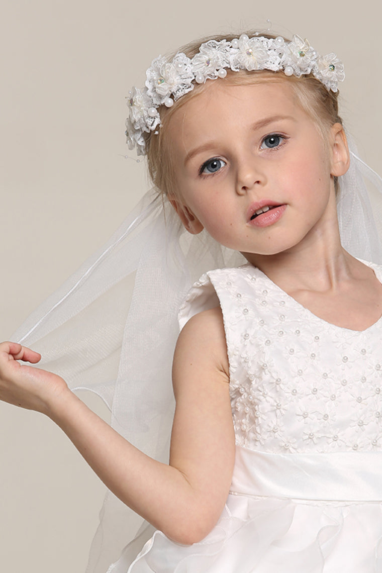 Lovely Wedding Flower Girl Wreath With Veil