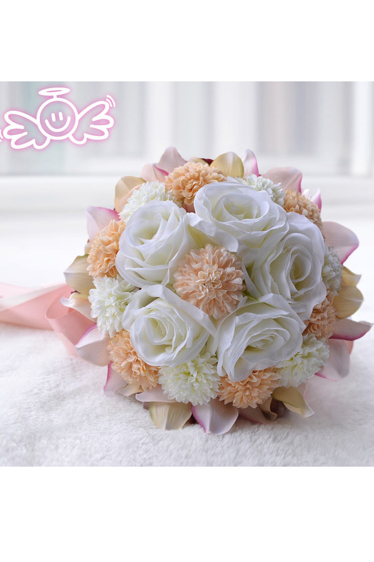 Charming Round Ribbon Bridal Bouquets