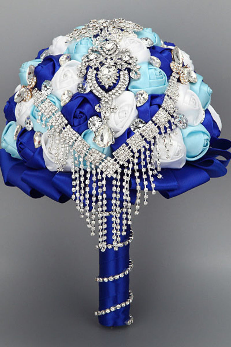 Round Shape Acrylic Cristal Beads With Ribbon Handle Wedding Bouquet (26*20cm)