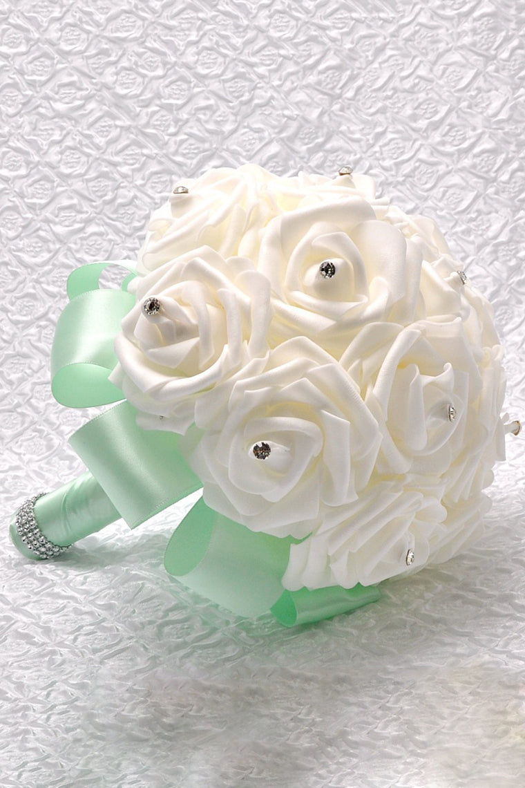 Lovely Round Foam Bridal Bouquets With Rhinestone