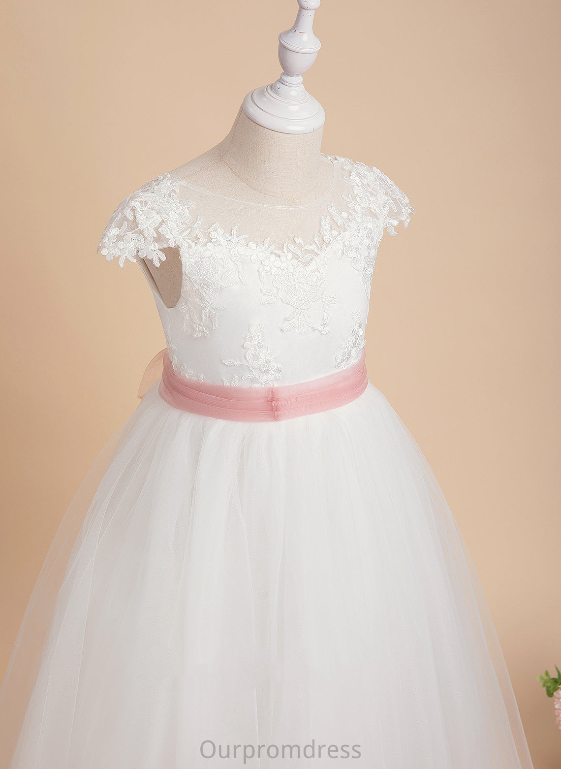 Girl Grace Lace Ball-Gown/Princess - Sleeveless Flower Neck Flower Girl Dresses Dress With Floor-length Scoop Lace/Sash