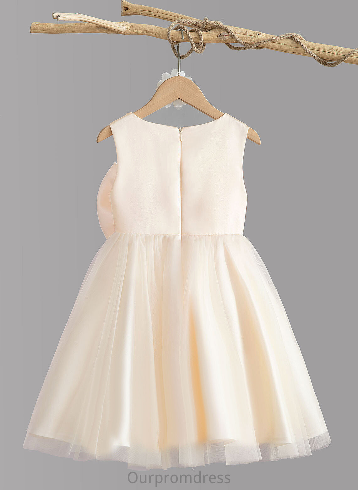 Neck Knee-length Beading/Bow(s) Girl Flower Anastasia Flower Girl Dresses With Sleeveless - Dress Satin A-Line Scalloped