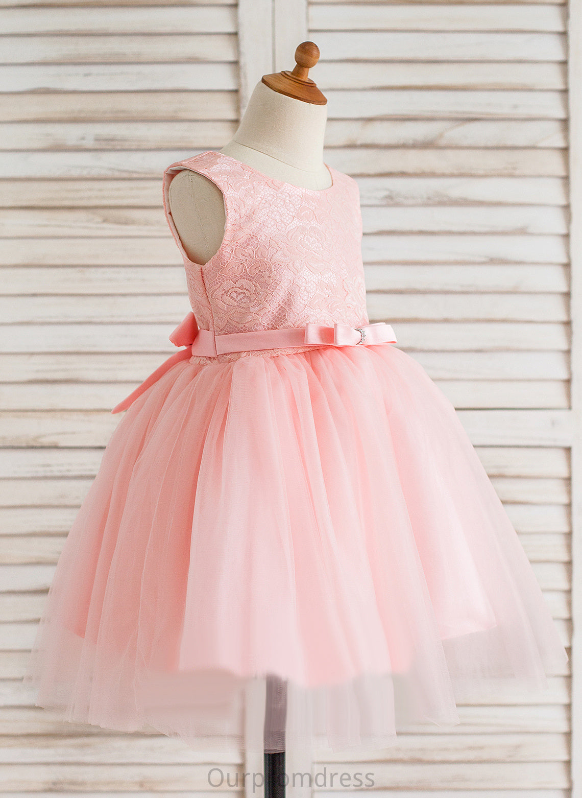 - Flower Dress Girl Neck Sleeveless Aimee Bow(s) Knee-length Ball-Gown/Princess With Flower Girl Dresses Tulle/Lace Scoop