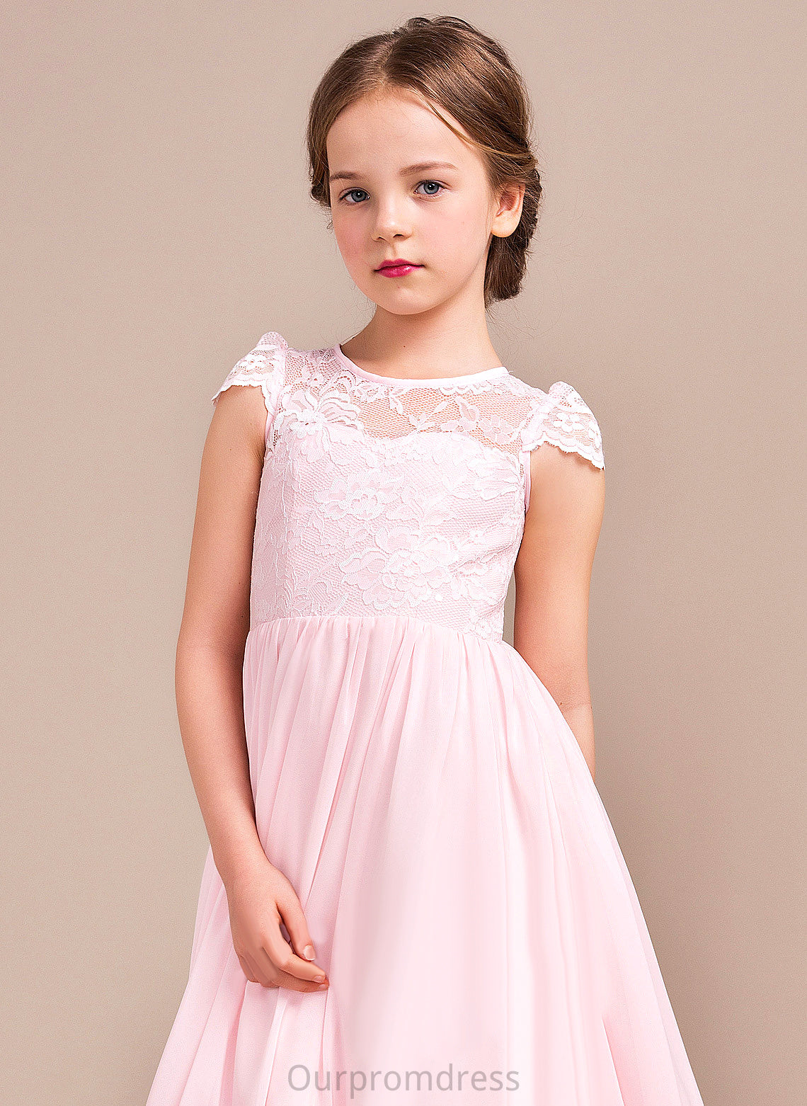 Jolie - Chiffon/Lace Dress Floor-length Flower Girl Dresses Flower Neck Girl A-Line/Princess Sleeveless Scoop