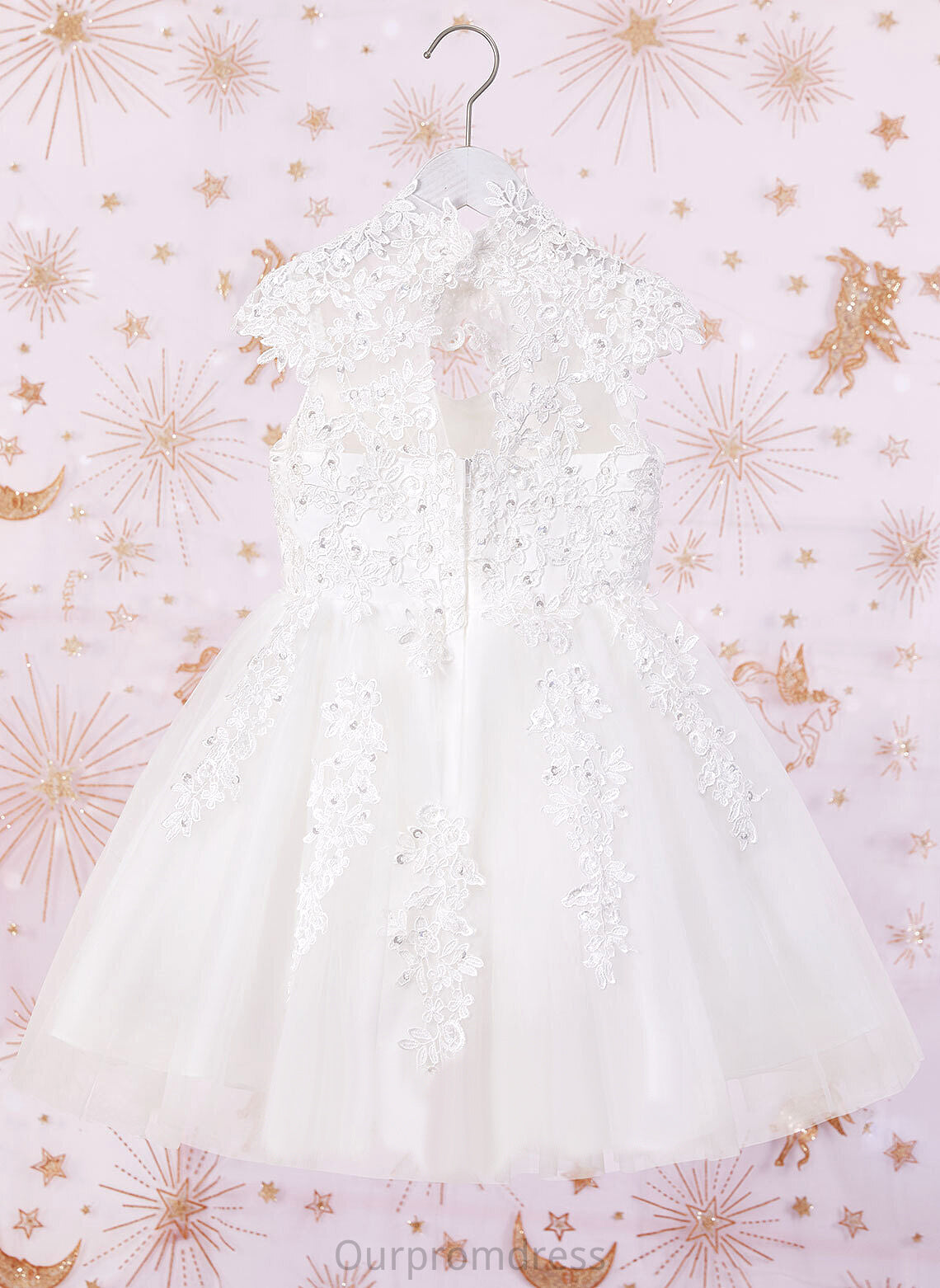 Knee-length With High Flower Tulle/Lace Flower Girl Dresses A-Line Girl Polly Beading/Sequins/Back Neck Hole Sleeveless - Dress