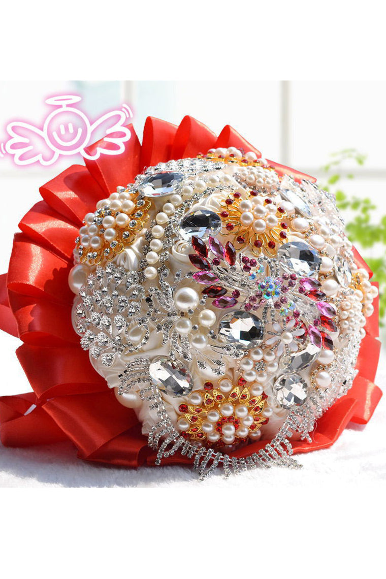 Elegant Round Satin Bridal Bouquets