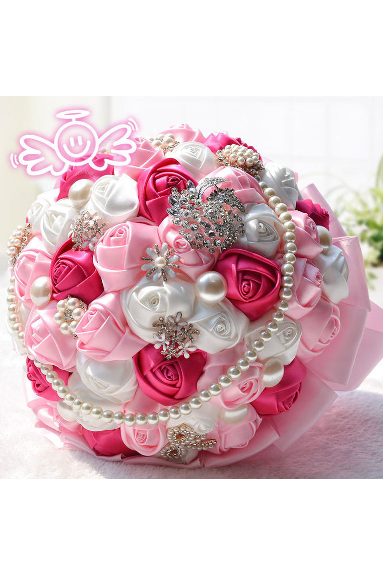 Elegant Round Satin Bridal Bouquets