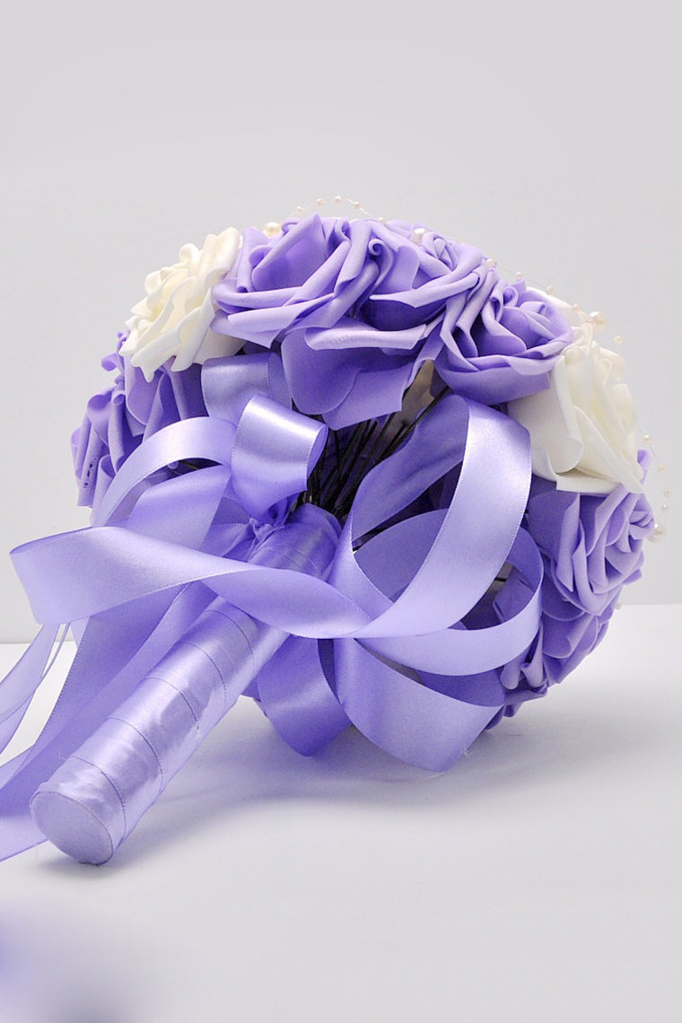 Round Foam/Ribbon/Pearl Bridal Bouquets