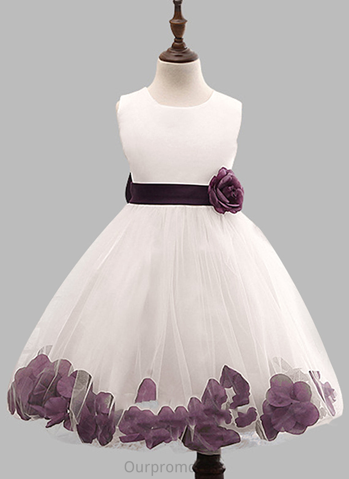 Sleeveless Girl - Dress Blends Flower Girl Dresses Ball Knee-length Scoop Gown Flower(s)/Bow(s) With Flower Cotton Neck Kylie