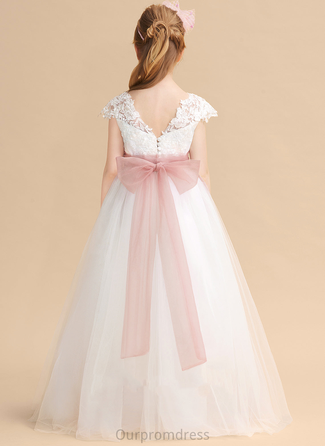 Girl Grace Lace Ball-Gown/Princess - Sleeveless Flower Neck Flower Girl Dresses Dress With Floor-length Scoop Lace/Sash