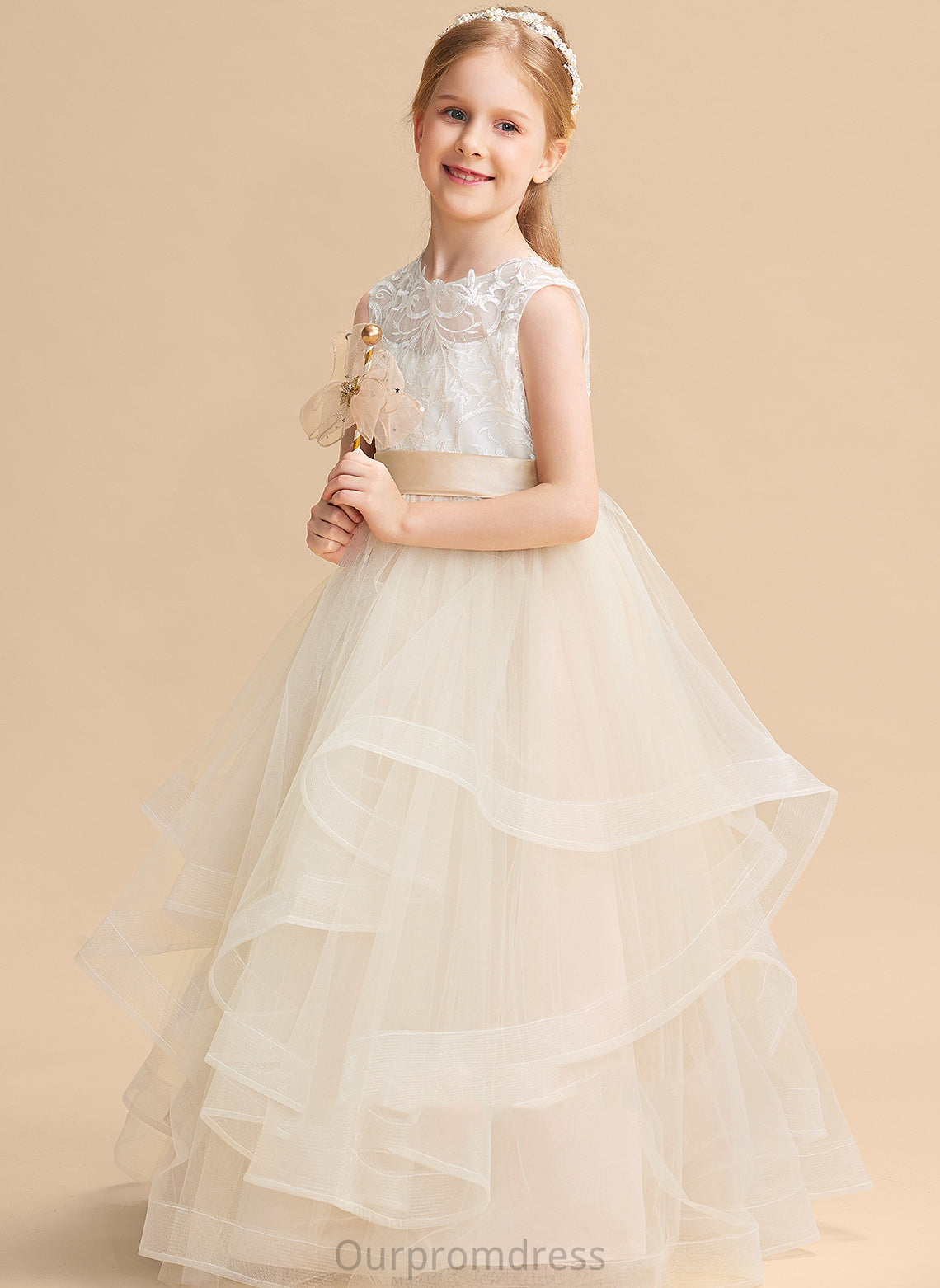 Scoop Floor-length Dress Flower Flower Girl Dresses Girl - Tulle/Lace Neck Sleeveless Arely Ball-Gown/Princess