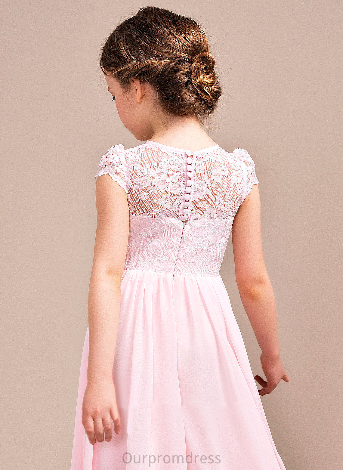 Jolie - Chiffon/Lace Dress Floor-length Flower Girl Dresses Flower Neck Girl A-Line/Princess Sleeveless Scoop