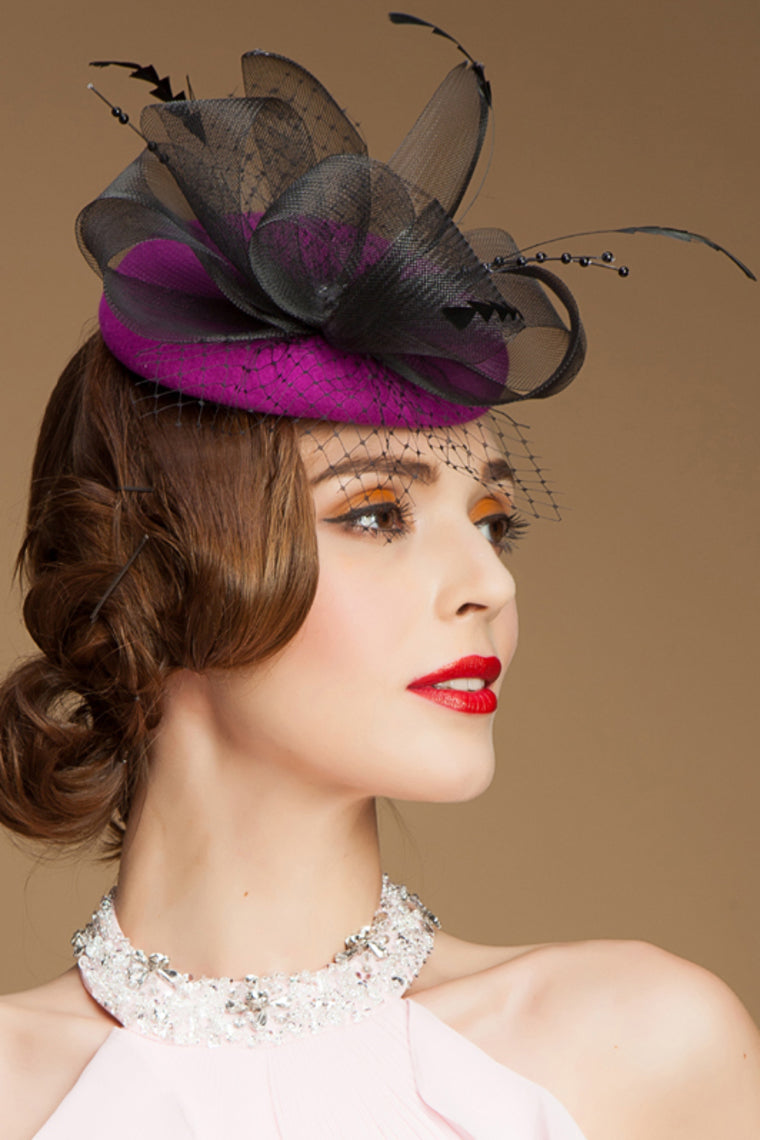 Ladies' Elegant Wool With Feather Fascinators