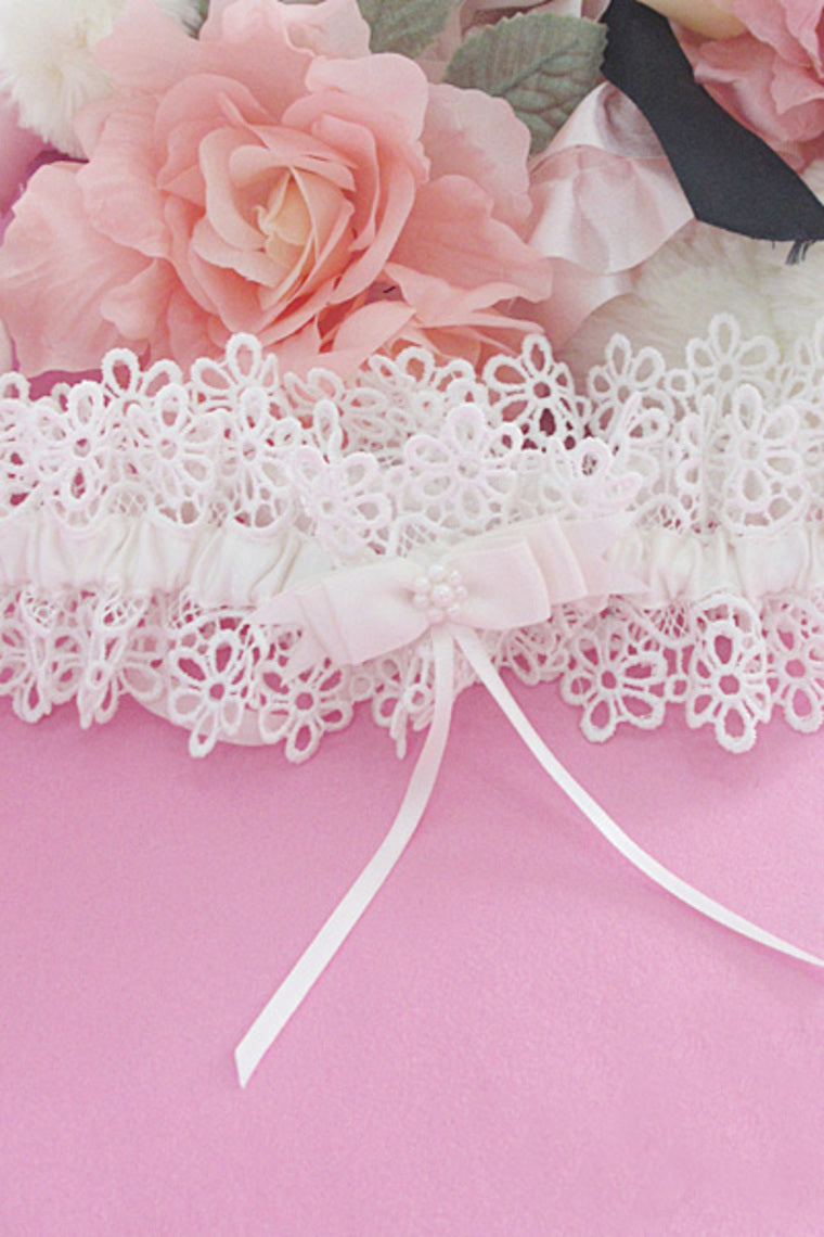 Unique Satin/Lace With Bowknot/Beads Wedding Garters