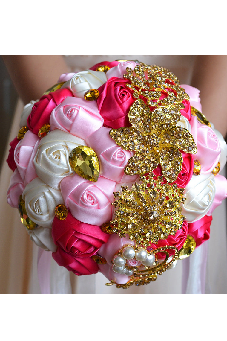 Attractive Round Satin/Rhinestone Bridal Bouquets