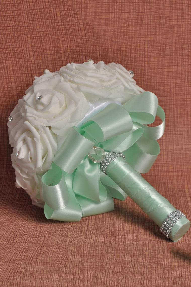 Lovely Round Foam Bridal Bouquets With Rhinestone