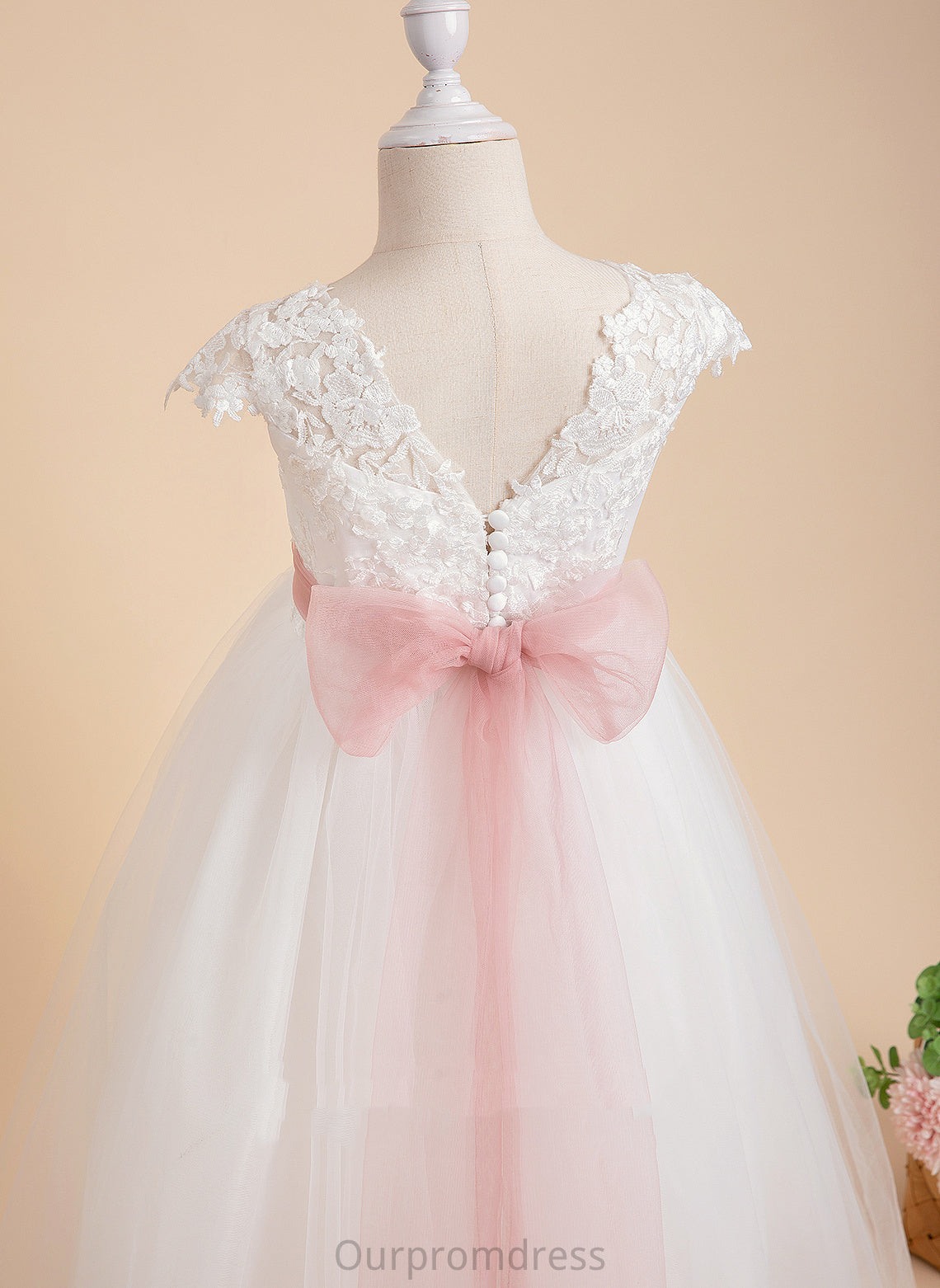 Girl Grace Lace Ball-Gown/Princess - Sleeveless Flower Neck Flower Girl Dresses Dress With Floor-length Scoop Lace/Sash