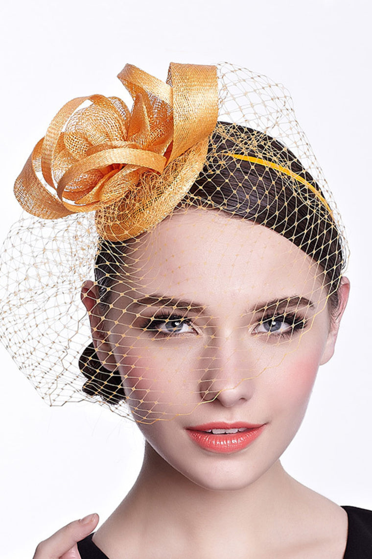 Ladies' Fashion Cambric/Net Yarn With Flower Fascinators