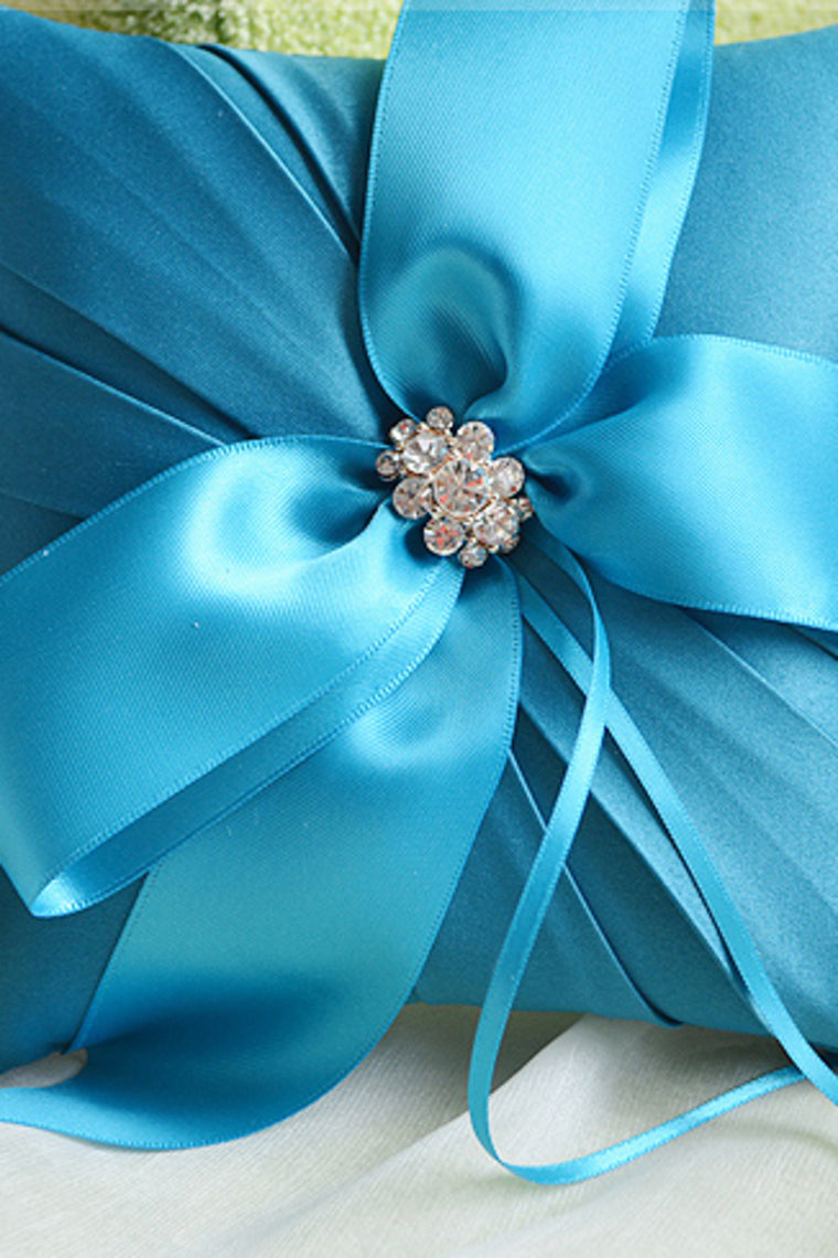 Elegant Ring Pillow In Satin With Ribbons And Beads