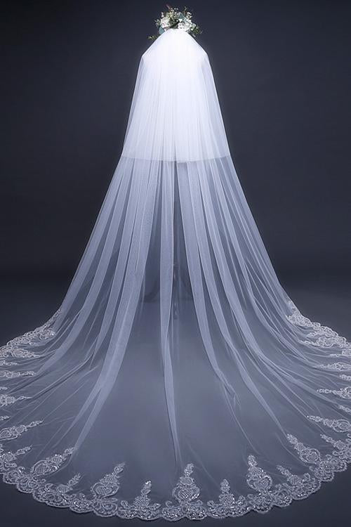 Cathedral Tulle Lace Ivory Wedding Veil Bridal Veil Wedding Veil