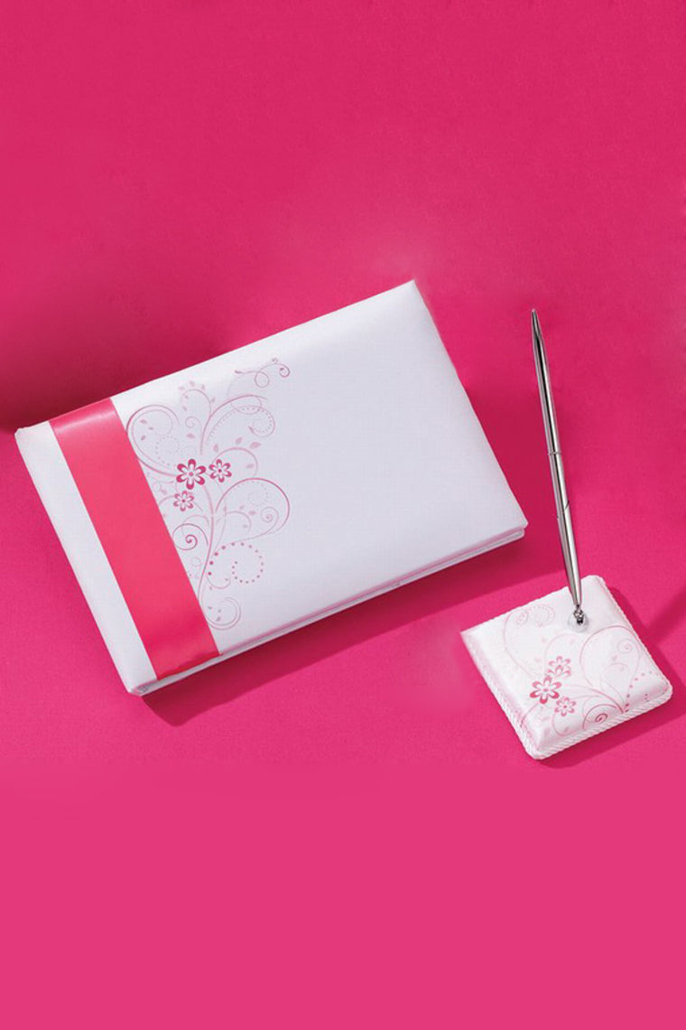 Elegant Print/Sash Guestbook & Pen Set