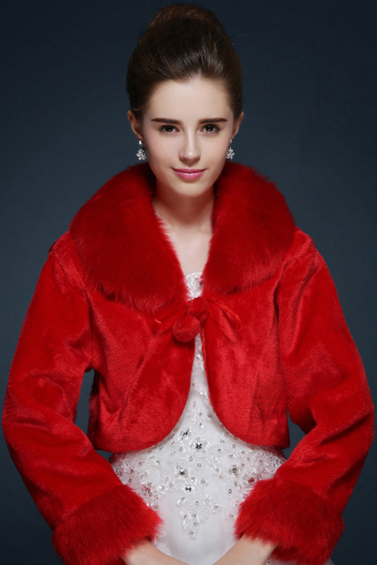 Wedding Wraps Coats/Jackets Faux Fur Long Sleeves