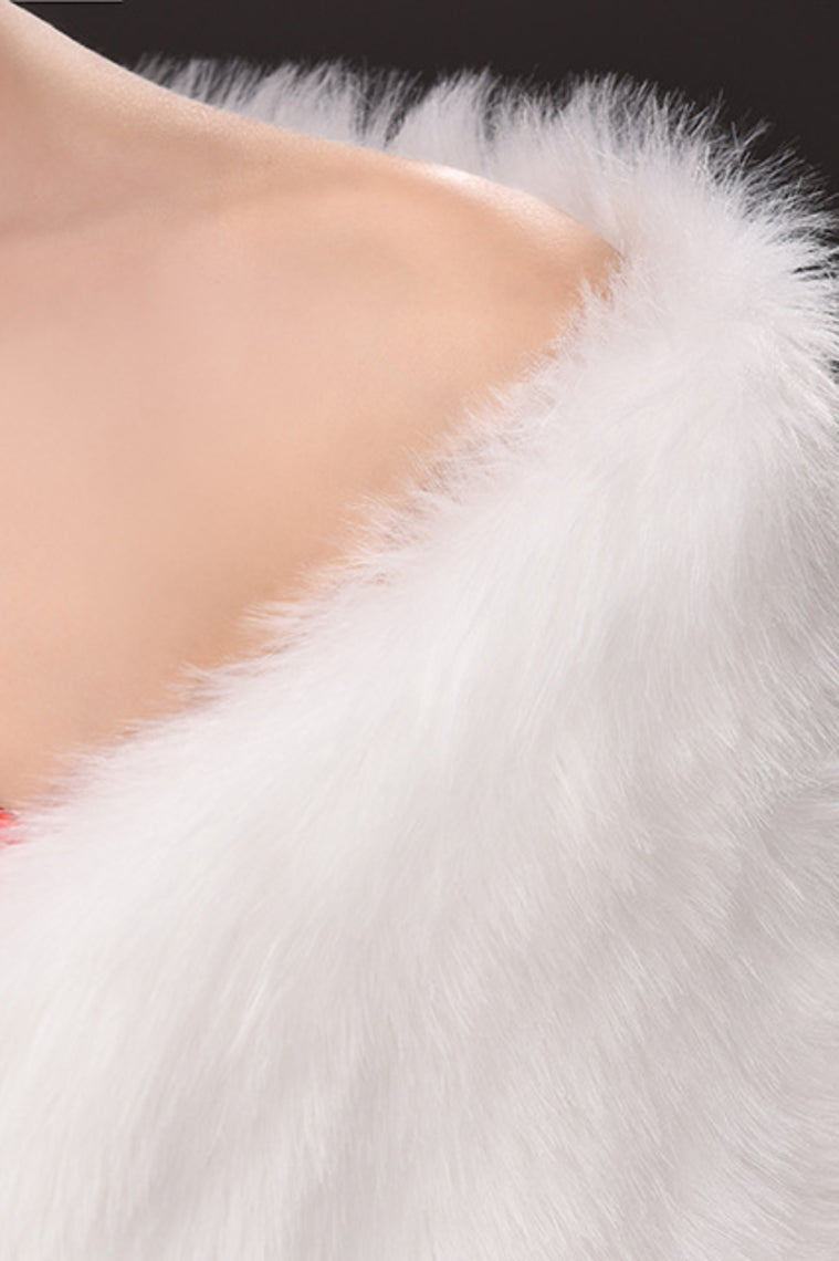 Concise White Faux Fur Wedding Wrap