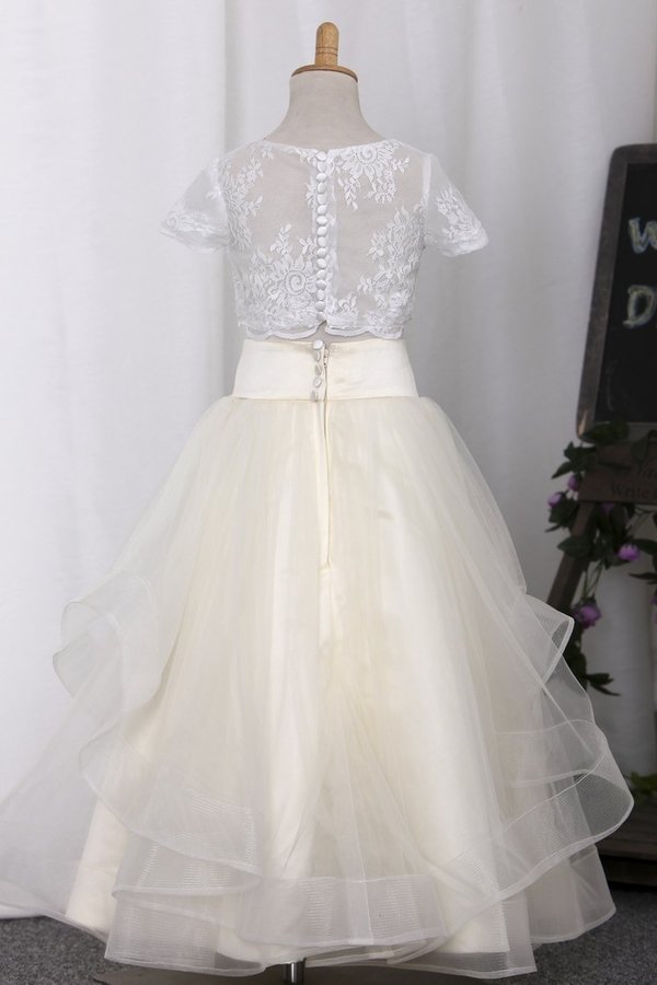 2024 New Arrival Tulle Flower Girl Dresses Scoop Two Pieces PA4TMZ2H